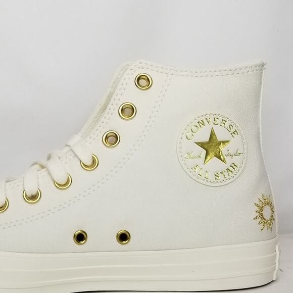 Converse Women's CTAS Charms  Lift Hi Tops Size 9.5 White/Gold A13408C NWT - Picture 4 of 9